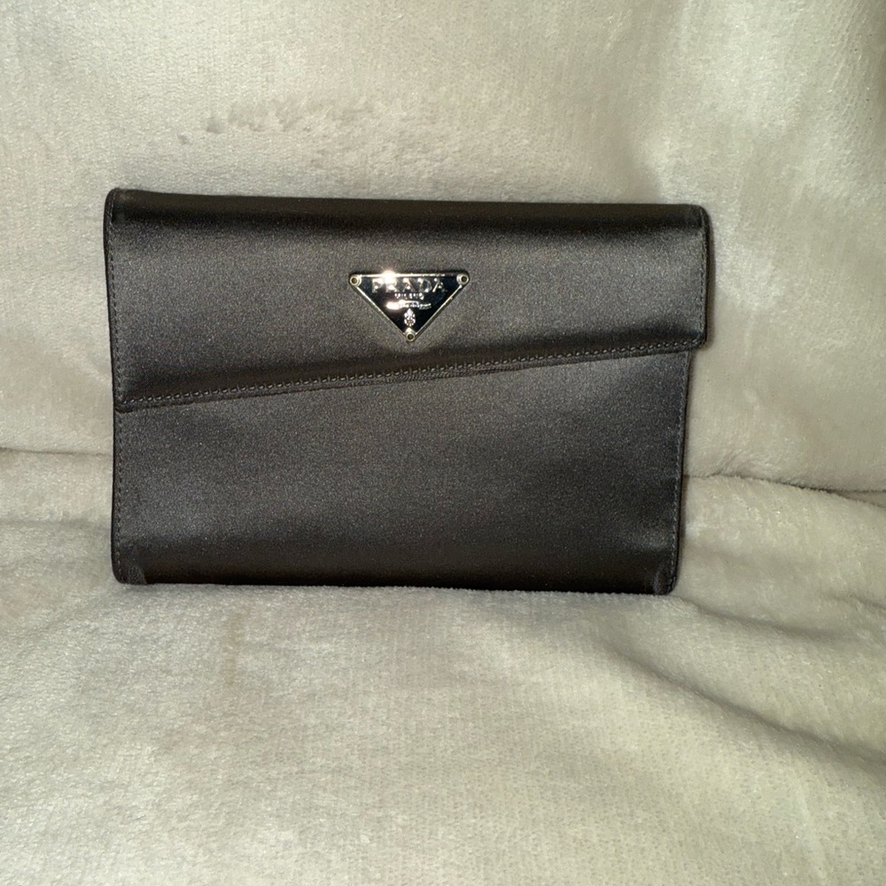 Prada Slate Gray wallet with Logo Accent
